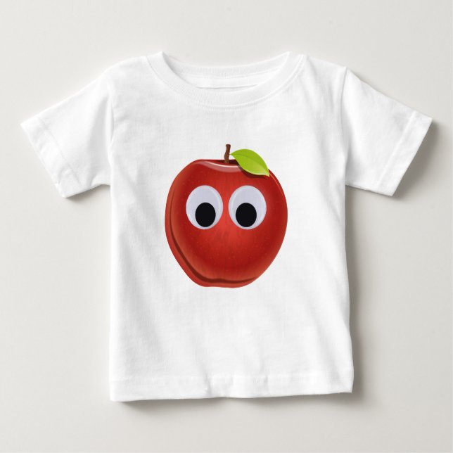 Camiseta De Bebé La divertida Manzana Roja con los ojos en Google (Anverso)