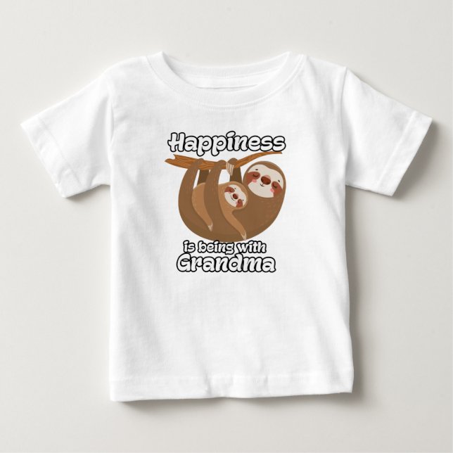 Camiseta De Bebé La felicidad es estar con la abuela Sloth (Anverso)