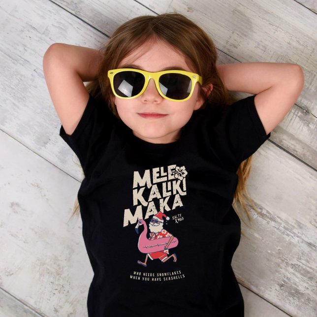 Camiseta De Bebé La fuga de Navidades de Mele Kalikimaka Santa Flam (Mele Kalikimaka Santa Flamingo Christmas Getaway Toddler T-shirt)