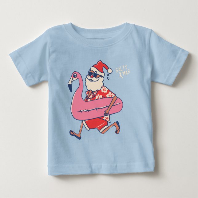 Camiseta De Bebé La fuga de Navidades de Mele Kalikimaka Santa Flam (Anverso)