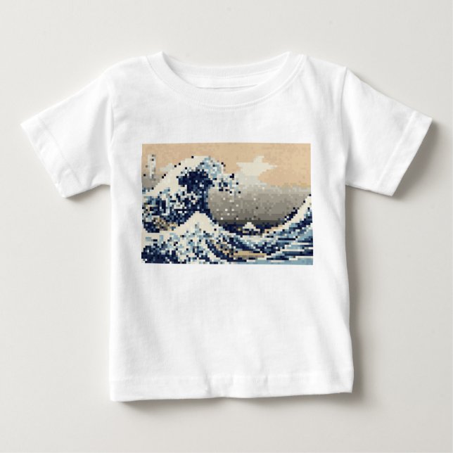 Camiseta De Bebé La gran ola de Kanagawa 8 bit Pixel Art (Anverso)