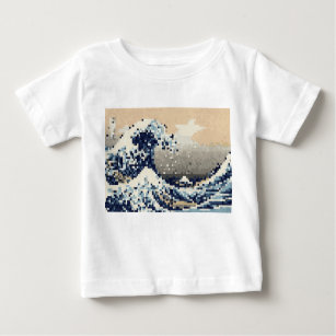 Camiseta De Bebé La gran onda del arte del pixel del pedazo de