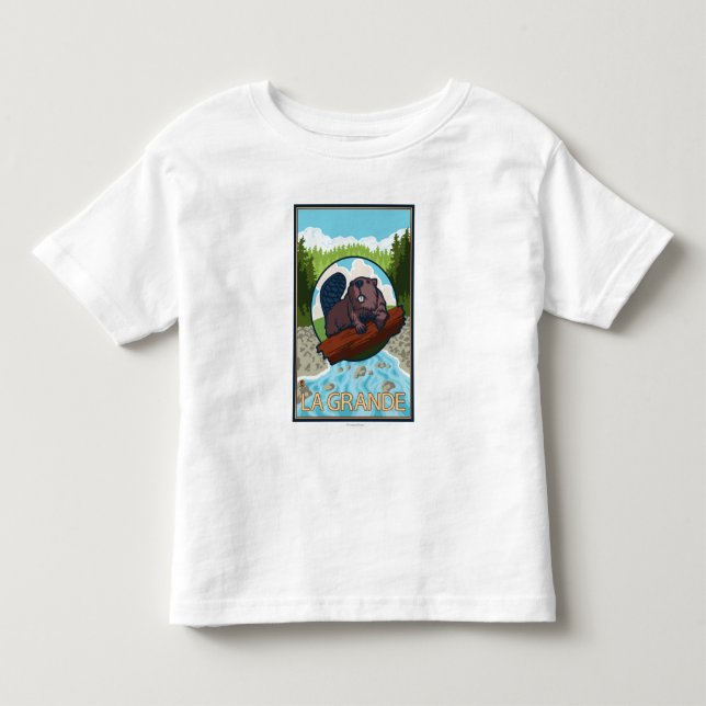 Camiseta De Bebé La grande, OregonBeaver y árboles (Anverso)