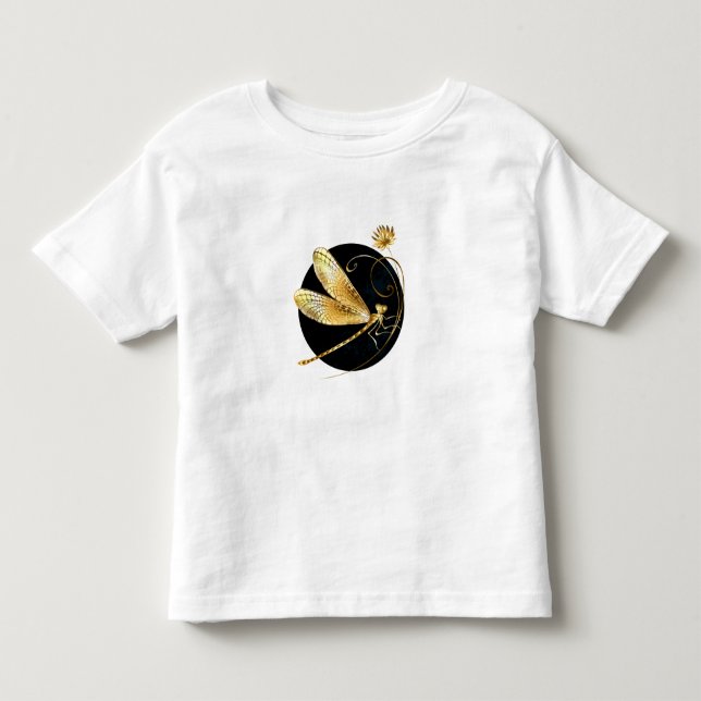 Camiseta De Bebé La libélula dorada en círculo negro (Anverso)