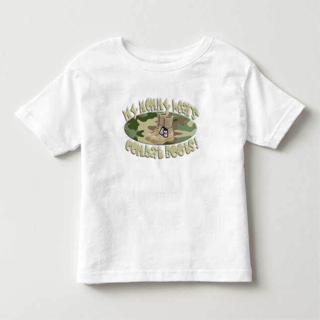 Camiseta De Bebé La mamá lleva botas de combate (Anverso)