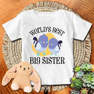 Camiseta De Bebé La Mejor Hermana Mayor del Mundo Pájaros Lindos