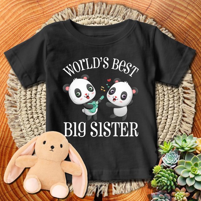Camiseta De Bebé La mejor hermana mayor del mundo | Texto blanco 🐼 (Subido por el creador)