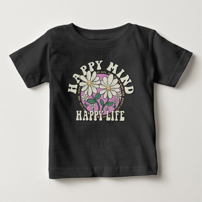 Camiseta De Bebé La mente feliz del retro (Anverso)