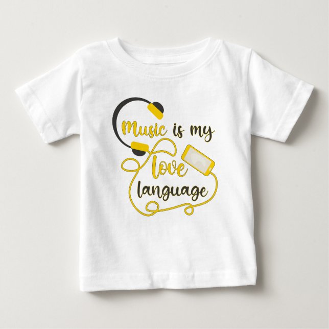 Camiseta De Bebé La música es mi lenguaje amoroso frase romántica (Anverso)