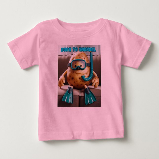 Camiseta De Bebé La patata de sofá nace para el snorkel (Anverso)