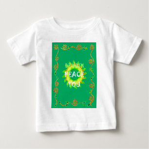 Camiseta De Bebé La paz esté con usted: Verde y amarillo inspirador