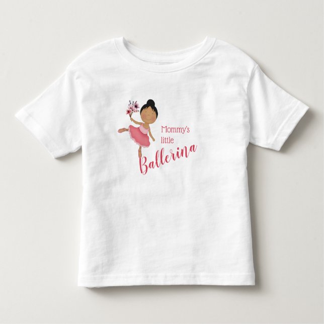 Camiseta De Bebé La pequeña bailarina de mamá (pelo negro) (Anverso)