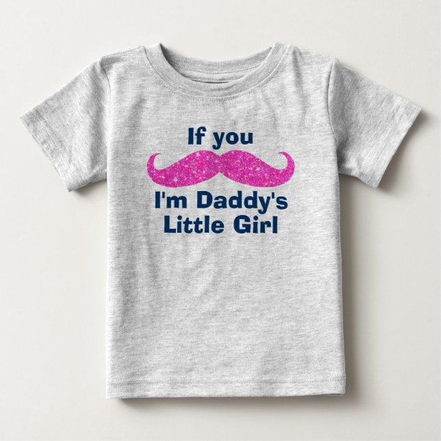 Camiseta De Bebé La pequeña chica de Mustache Daddy (Anverso)
