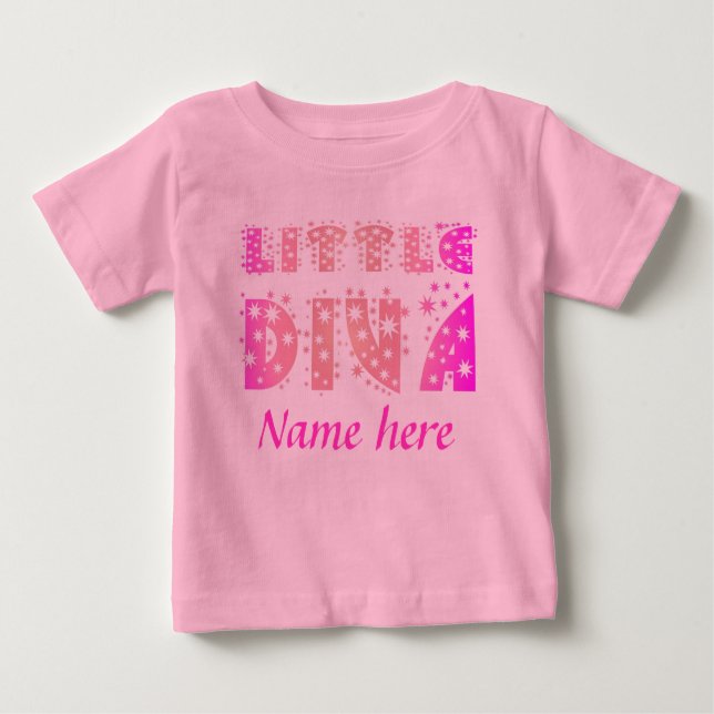 Camiseta De Bebé La pequeña diva (1), nombra aquí (Anverso)