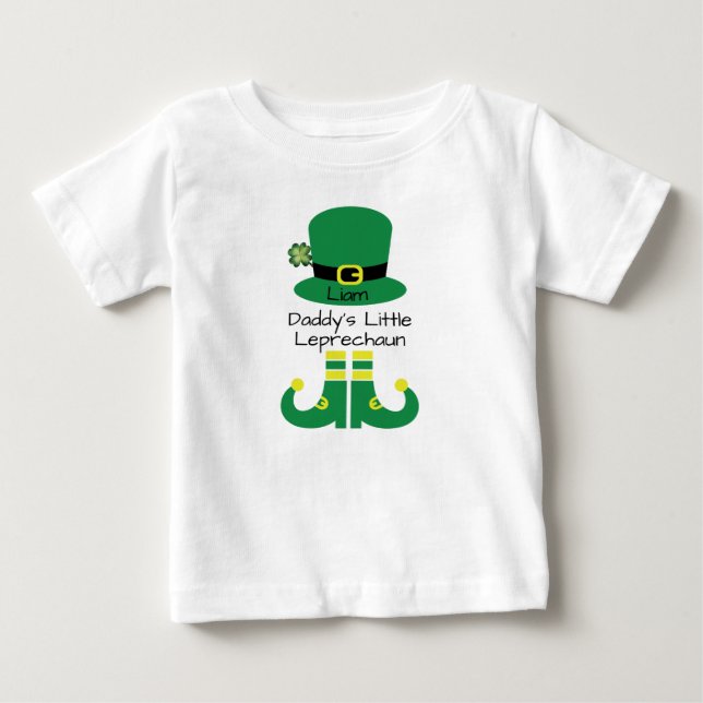 Camiseta De Bebé La pequeña Leprechaun personalizada de papi (Anverso)