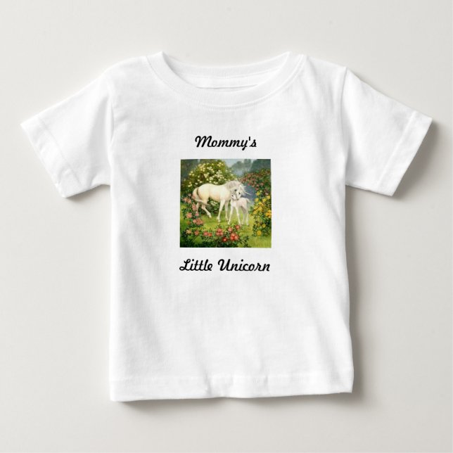 Camiseta De Bebé La pequeña unicornio de mamá (Anverso)