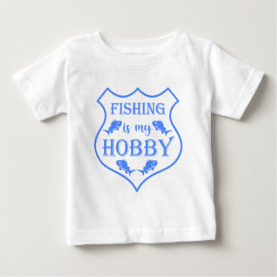 Camiseta De Bebé La pesca es mi cita escudo de hobby en el escudo