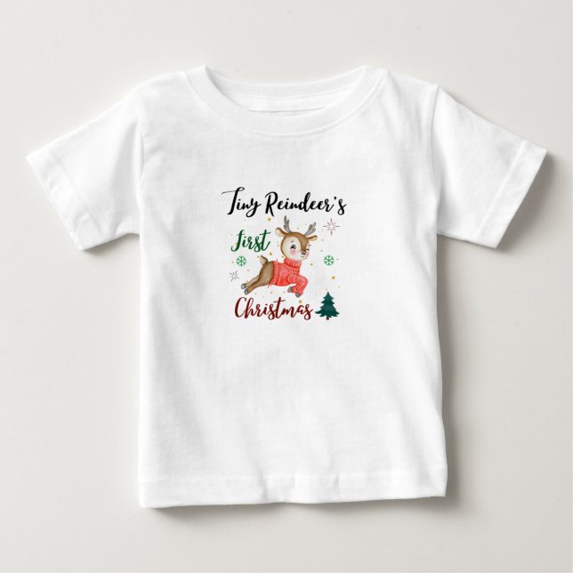 Camiseta De Bebé La primera Navidad de los pequeños renos (Anverso)