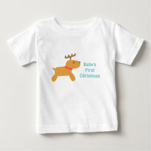 Camiseta De Bebé La primera Navidad del bebé con adorables renos