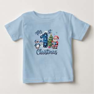Camiseta De Bebé La primera Navidad del bebé niño Azul