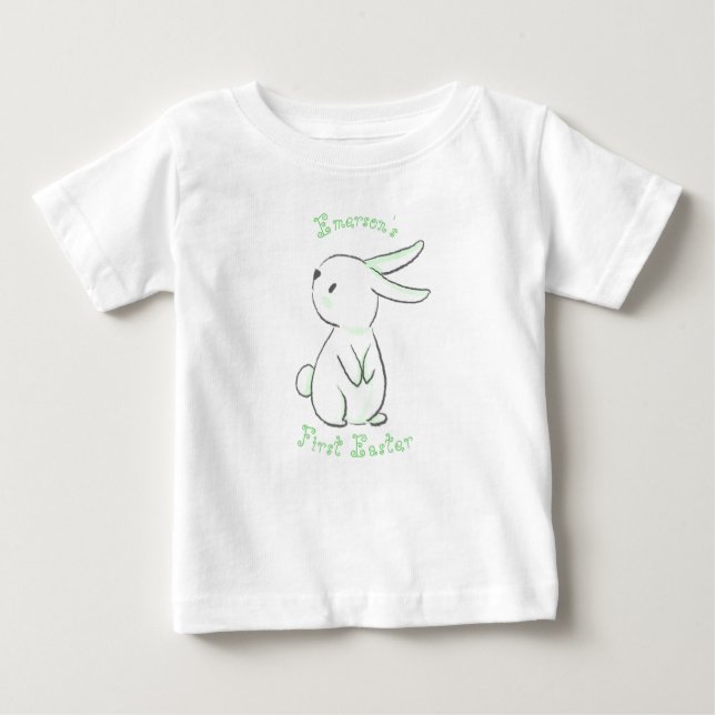Camiseta De Bebé La primera Pascua del niño bebé con verde lindo co (Anverso)