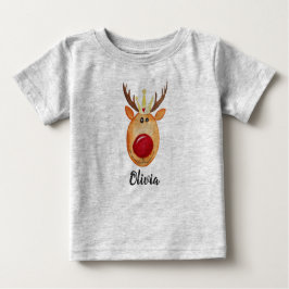 Camiseta De Bebé La primera princesa de Navidad del bebé Rudolph co