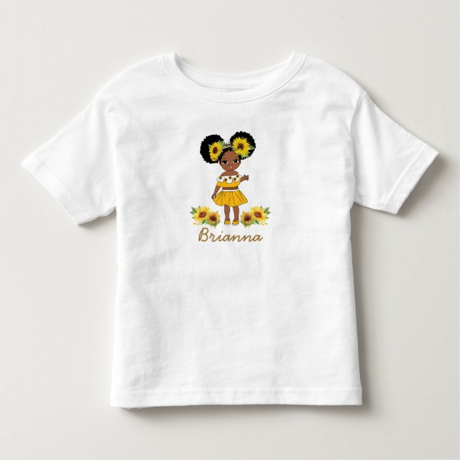 Camiseta De Bebé La princesa africana Chica Sunflower Puff Hair (Anverso)
