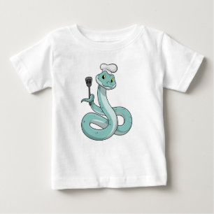 Camiseta De Bebé La serpiente como cocinar con el gorra del chef