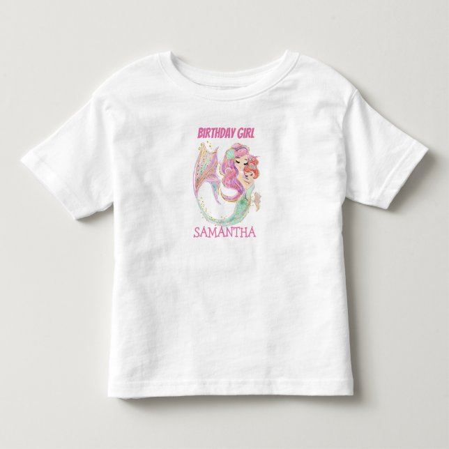 Camiseta De Bebé La sirena Chica de cumpleaños blanca bajo el mar (Anverso)