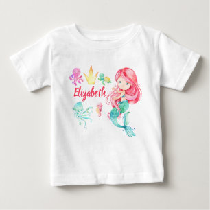 Camiseta De Bebé La sirena cutáneo personalizada bajo el mar Cumple