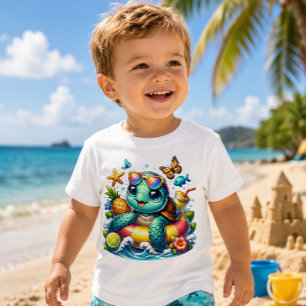 Camiseta De Bebé La tortuga bebé flota con estilo este verano