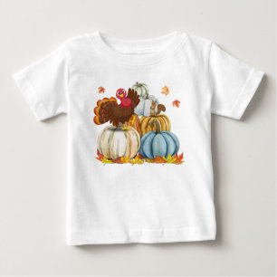 Camiseta De Bebé La Turquía y la ardilla y las calabazas