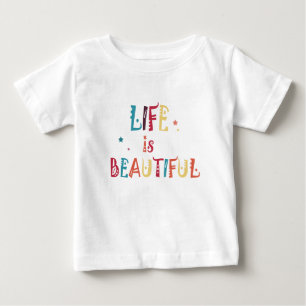 Camiseta De Bebé la vida colorida del texto es hermosa y las estrel