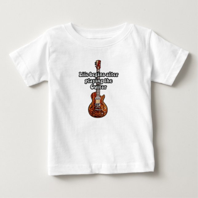 Camiseta De Bebé La vida comienza después de tocar la guitarra. col (Anverso)
