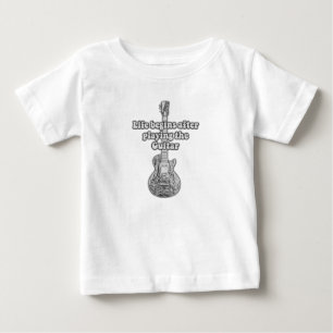 Camiseta De Bebé La vida comienza después de tocar la guitarra. neg