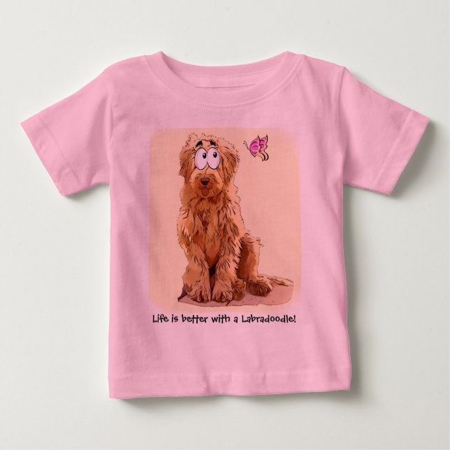 Camiseta De Bebé La vida es mejor con un Labradoodle (Anverso)