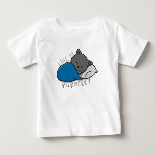 Camiseta De Bebé La vida es perfecta - Gato durmiente (Anverso)