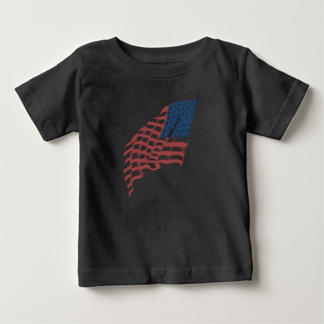 Camiseta De Bebé La vieja bandera patriotica estadounidense ondeand (Anverso)