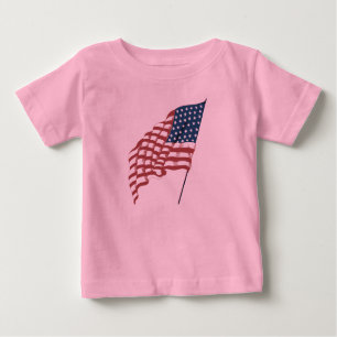 Camiseta De Bebé La vieja bandera patriotica estadounidense ondeand