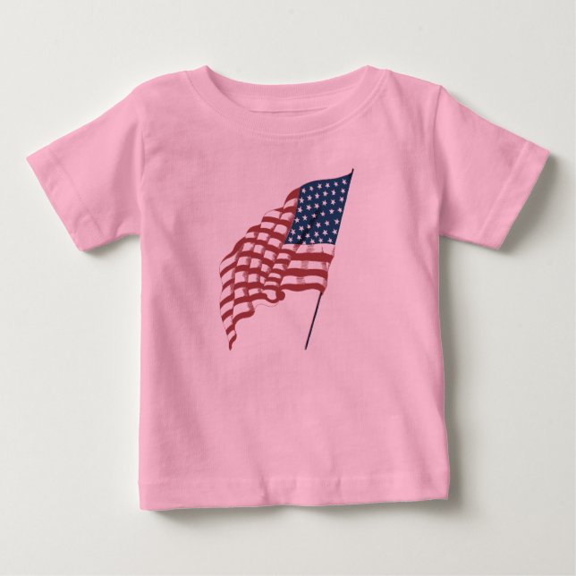 Camiseta De Bebé La vieja bandera patriotica estadounidense ondeand (Anverso)