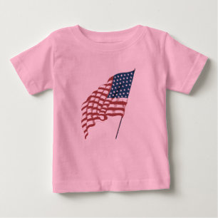 Camiseta De Bebé La vieja bandera patriotica estadounidense ondeand