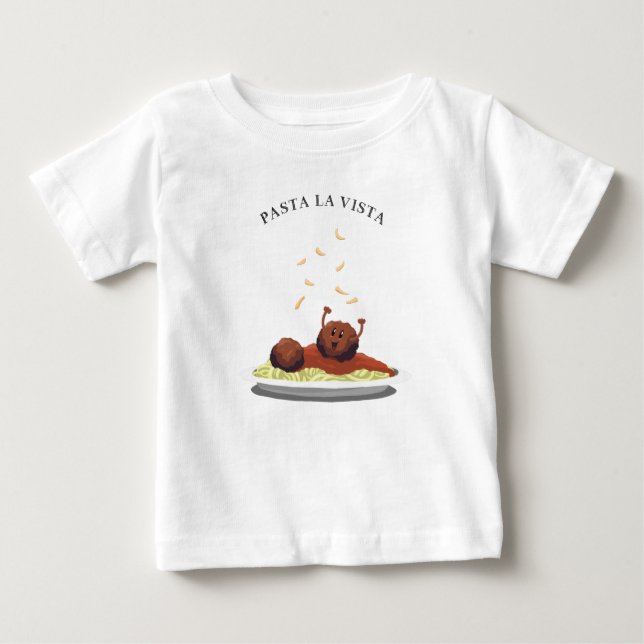 Camiseta De Bebé ¡La Vista de las pastas de la albóndiga feliz "! " (Anverso)