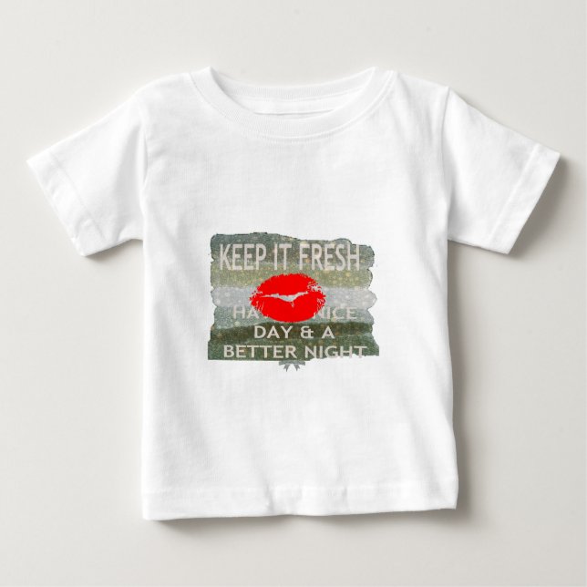 Camiseta De Bebé Labios frescos, vibraciones que aumentan: 'Manténg (Anverso)