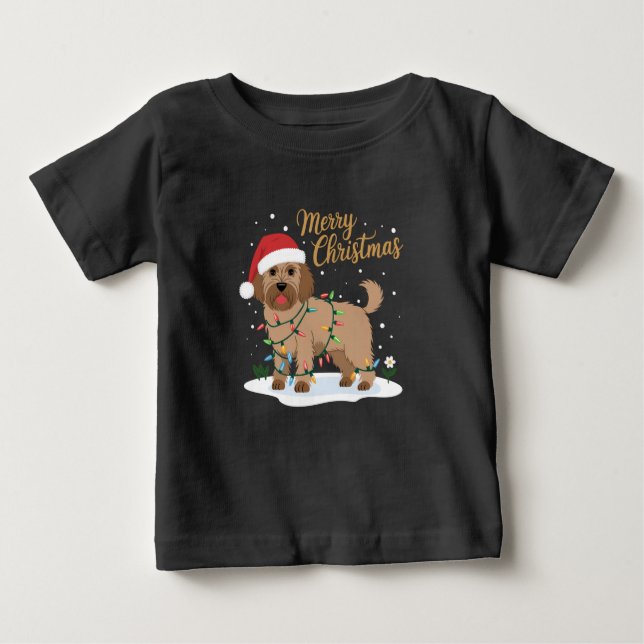Camiseta De Bebé Labradoodle Feliz Navidad Graciosa Navidad Perro a (Anverso)