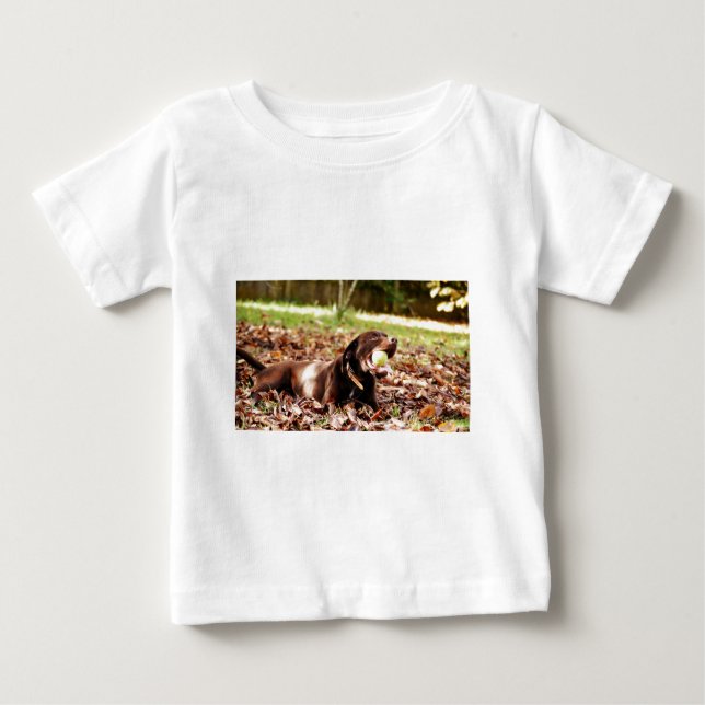 Camiseta De Bebé Labrador Chocolate Jugando Con Pelota (Anverso)