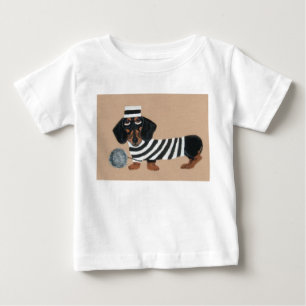 Camiseta De Bebé Ladrón de Golosinas Dachshund Negro y Canela Preso