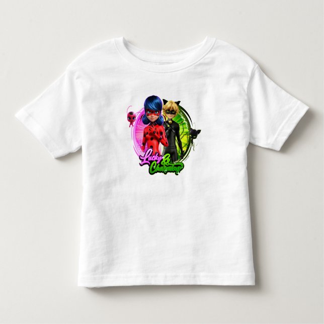 Camiseta De Bebé Ladybug & Cat Noir | Afortunados y Encantadores (Anverso)