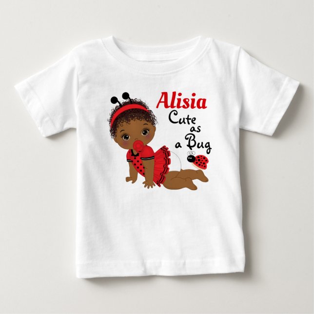 Camiseta De Bebé Ladybug, Chica afroamericano bebé camiseta (Anverso)