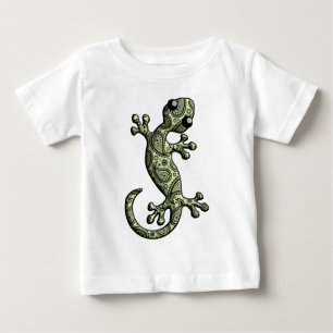 Camiseta De Bebé Lagarto blanco verde del Gecko que sube