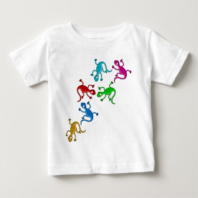 Camiseta De Bebé lagartos coloridos y juguetones (Anverso)